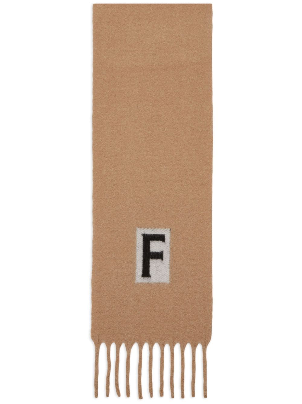 Ferragamo logo intarsia-knit fringed scarf - Neutrals von Ferragamo