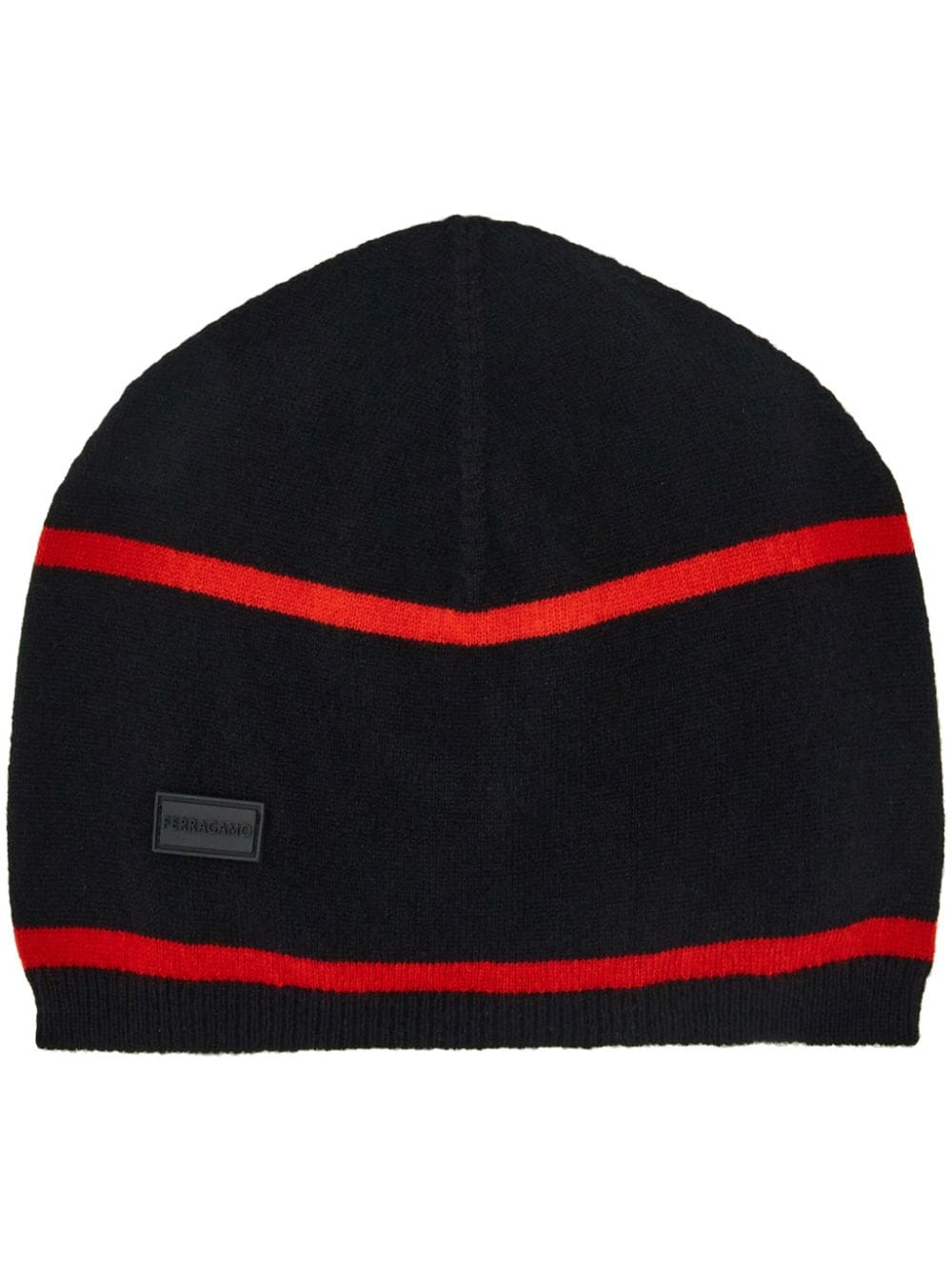 Ferragamo logo-patch cashmere beanie - Black von Ferragamo