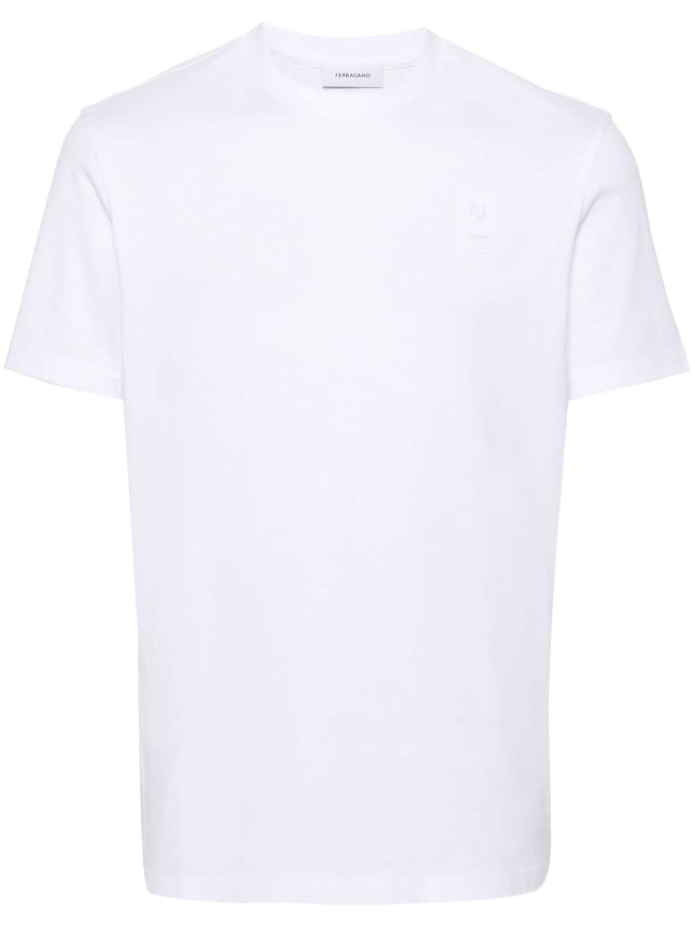 Ferragamo logo-patch cotton T-shirt - White von Ferragamo