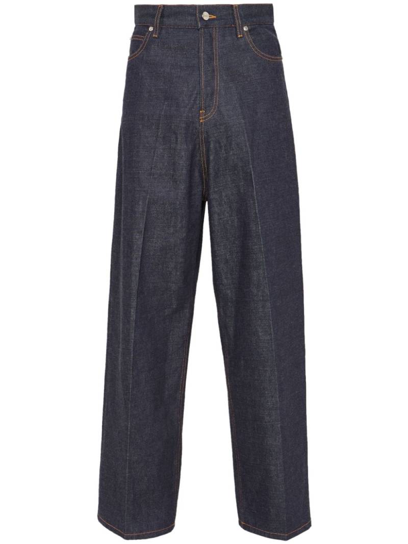 Ferragamo logo-patch cotton denim jeans - Blue von Ferragamo