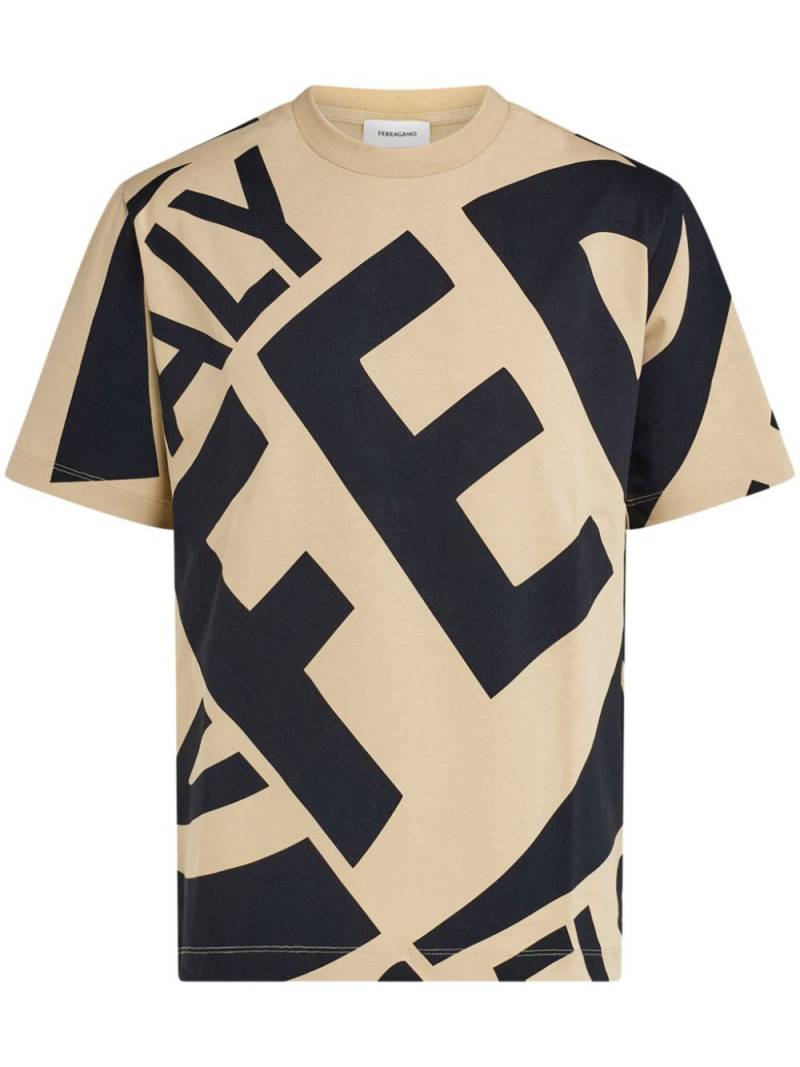 Ferragamo logo-print T-shirt - Neutrals von Ferragamo