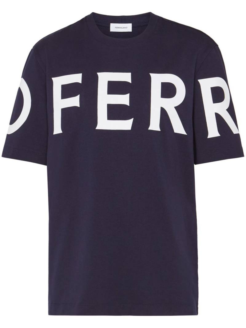 Ferragamo logo-print cotton T-shirt - Blue von Ferragamo