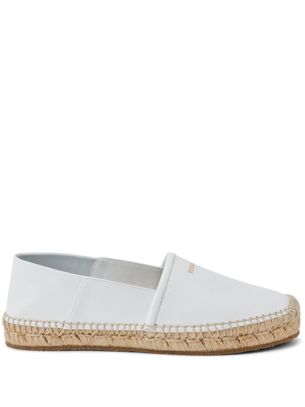 Ferragamo logo-print leather espadrilles - White von Ferragamo