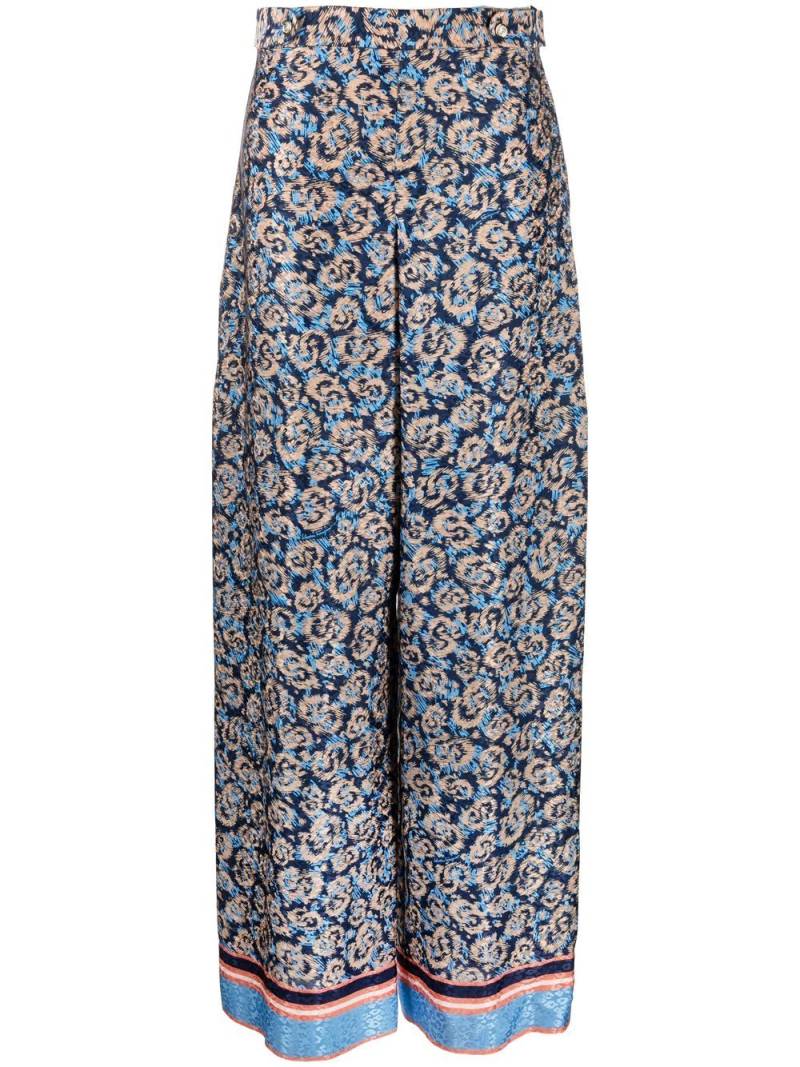 Ferragamo logo-print palazzo pants - Blue von Ferragamo