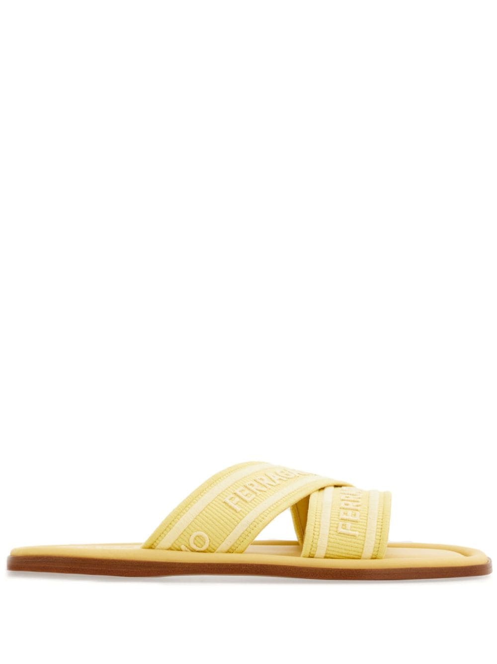 Ferragamo logo-print slip-on style slides - Yellow von Ferragamo