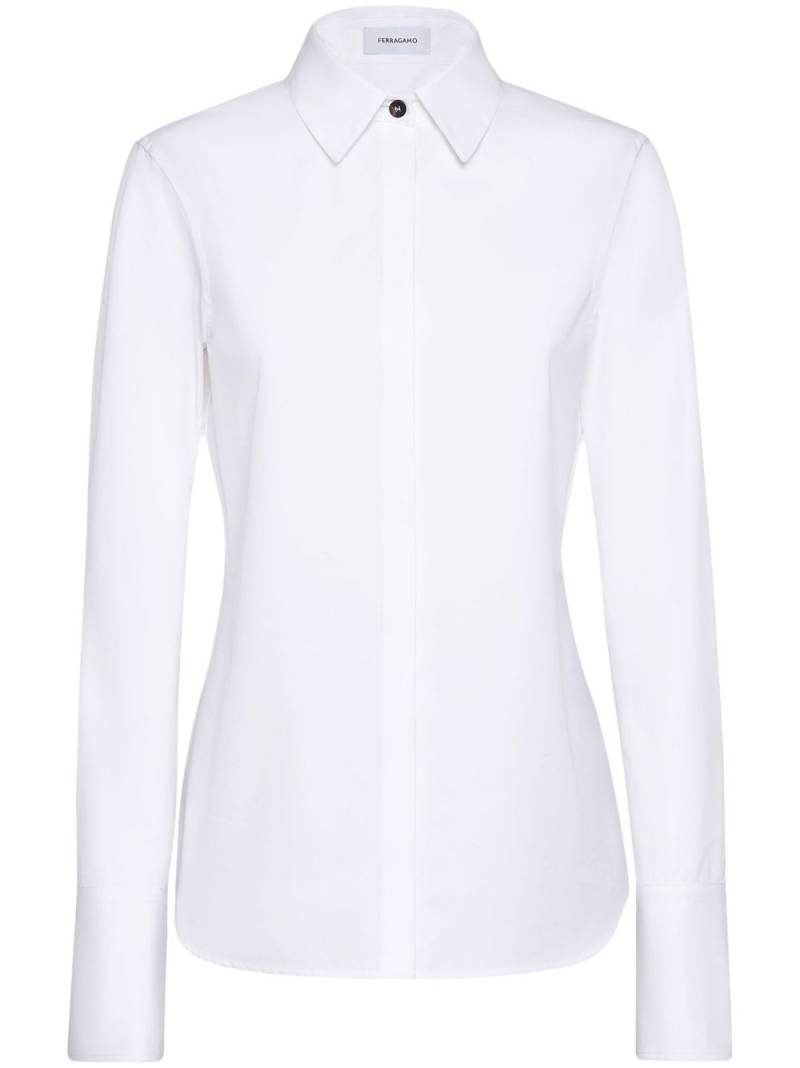 Ferragamo long-sleeved buttoned cotton shirt - White von Ferragamo