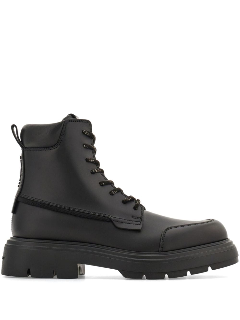 Ferragamo maxi-tongue leather combat boots - Black von Ferragamo