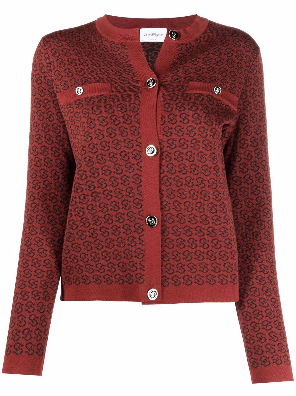 Ferragamo monogram intarsia cardigan - Red von Ferragamo