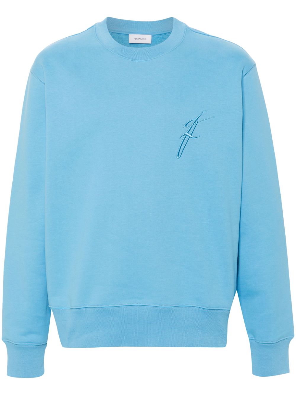 Ferragamo motif-embroidered cotton sweatshirt - Blue von Ferragamo