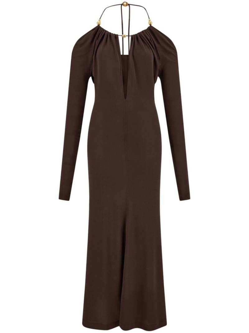 Ferragamo open-back crepe maxi dress - Brown von Ferragamo