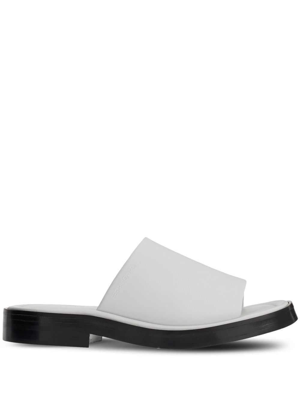 Ferragamo FERRAGAMO GIUNONE FLAT OPEN TOE MULE LEATHER - White von Ferragamo