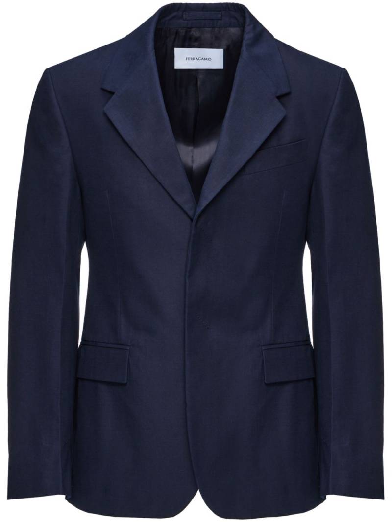 Ferragamo peak-lapels cotton single-breasted blazer - Blue von Ferragamo