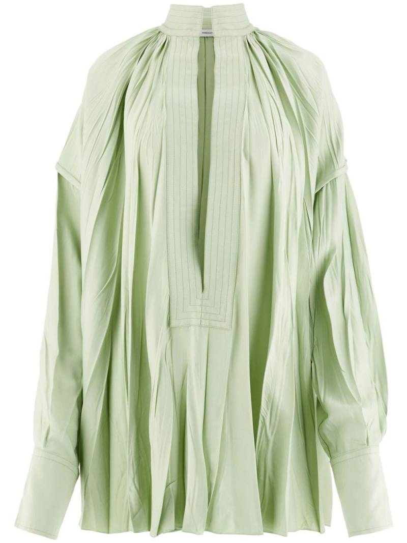 Ferragamo split-neck pleated kaftan - Green von Ferragamo