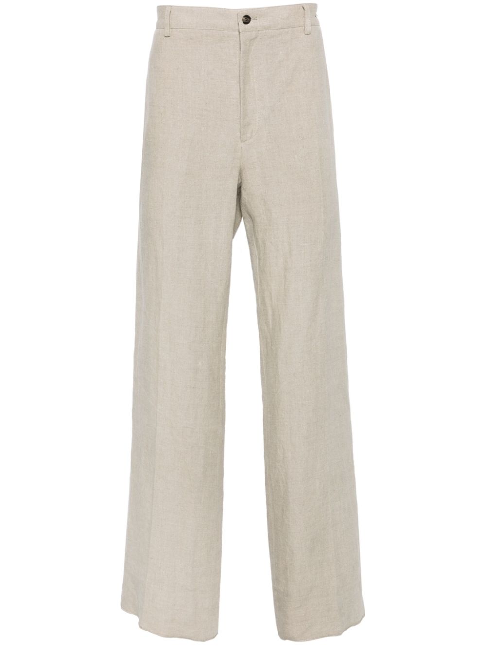 Ferragamo straight linen trousers - Neutrals von Ferragamo