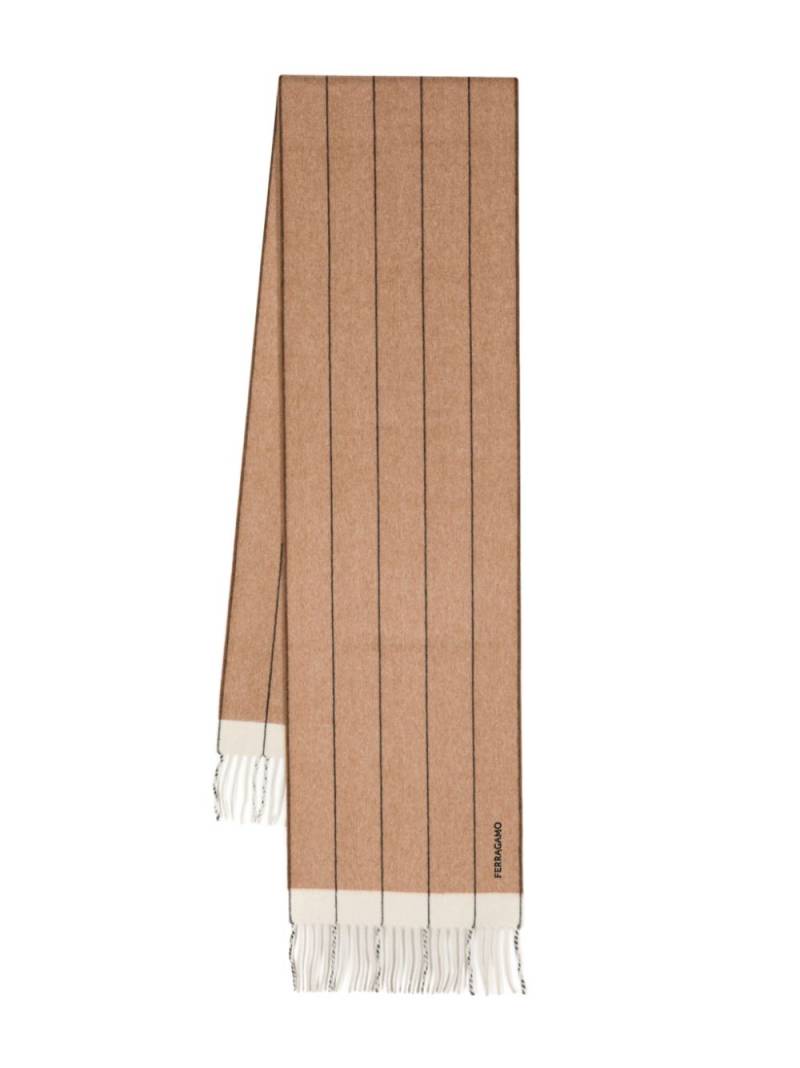 Ferragamo striped wool-cashmere scarf - Brown von Ferragamo