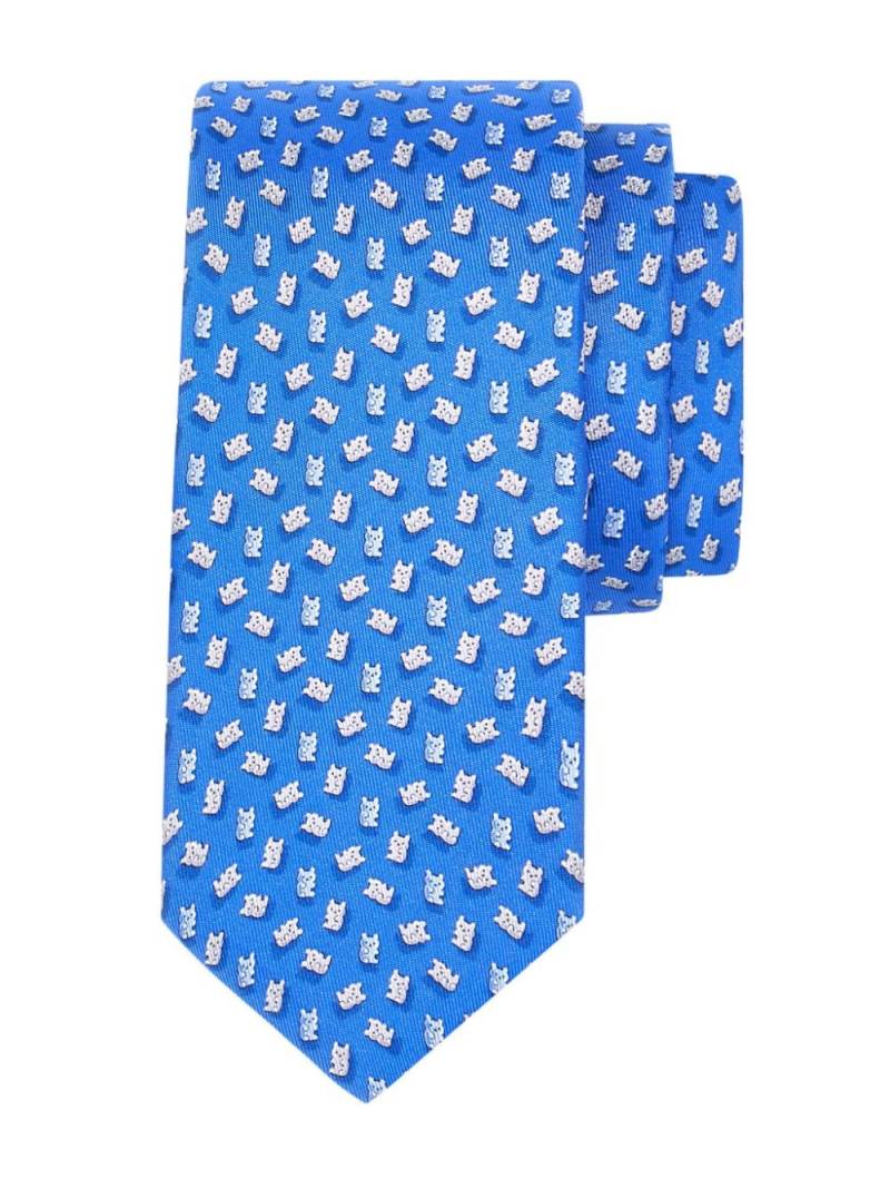 Ferragamo teddy bear-print silk tie - Blue von Ferragamo