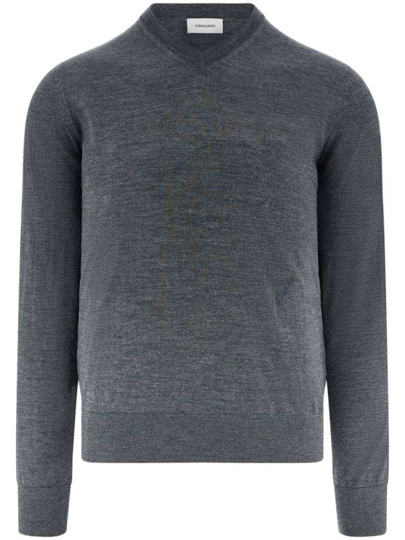 Ferragamo v-neck charcoal wool sweater - Grey von Ferragamo