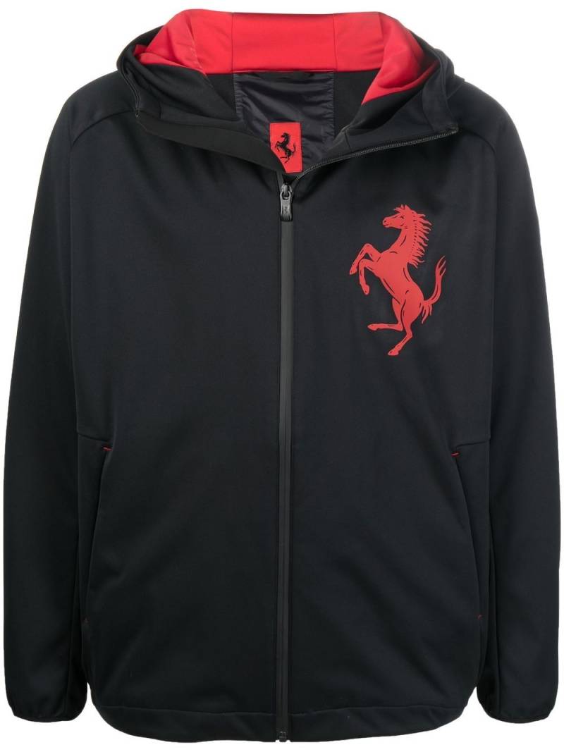 Ferrari logo-print zip-up hooded jacket - Black von Ferrari