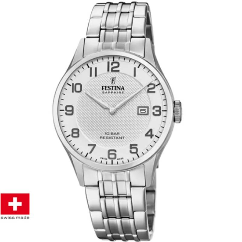 Festina F20005/1 Swiss Made Acero Klassik Herrenuhr von Festina