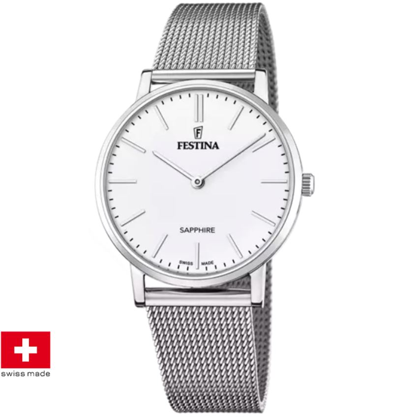 Festina F20014/1 Swiss Made Klassik Acero Herrenuhr von Festina