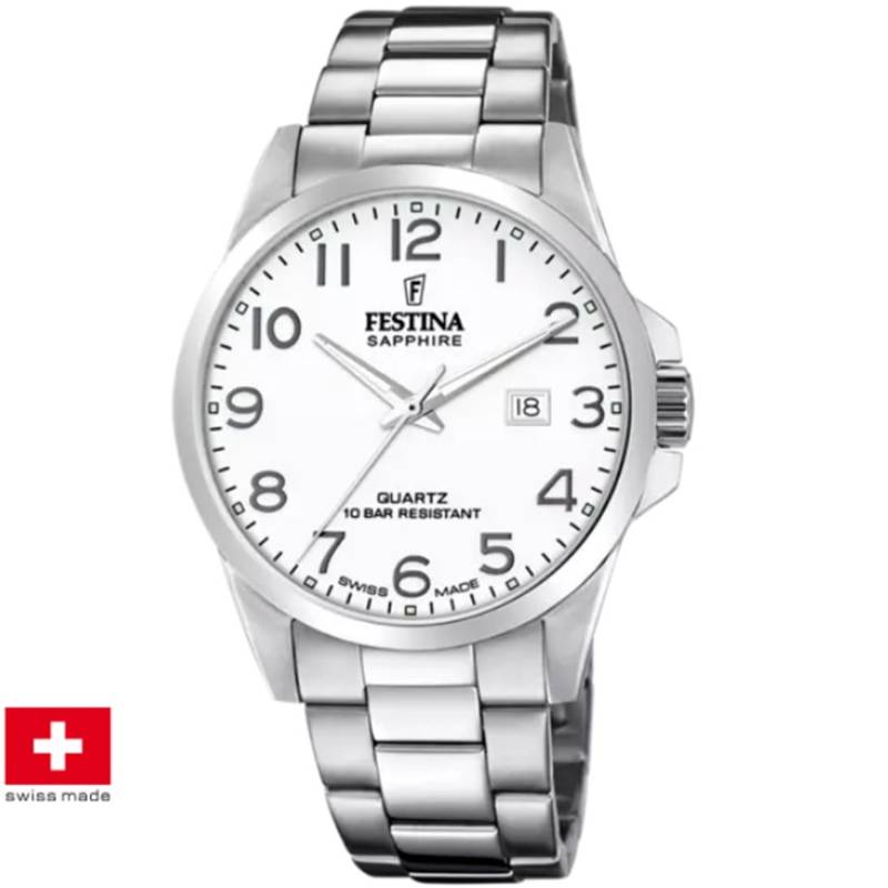 Black Friday Festina F20024/1 Swiss Made Acero Klassik Herrenuhr von Festina