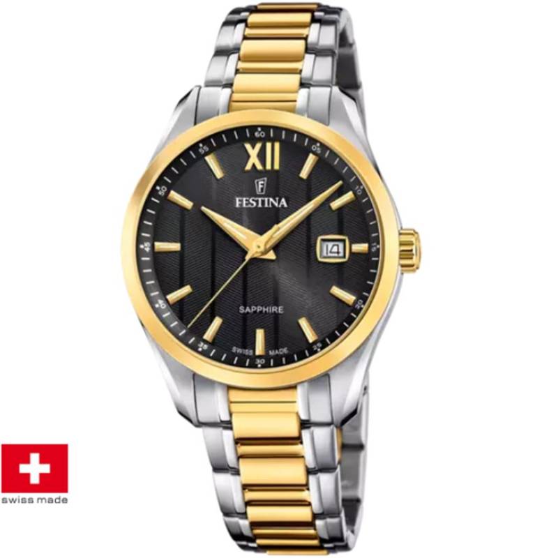 Black Friday Festina F20027/4 Swiss Made Acero Klassik Herrenuhr von Festina