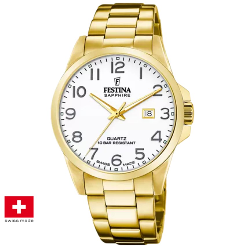 Black Friday Festina F20044/1 Swiss Made Acero Klassik Herrenuhr von Festina