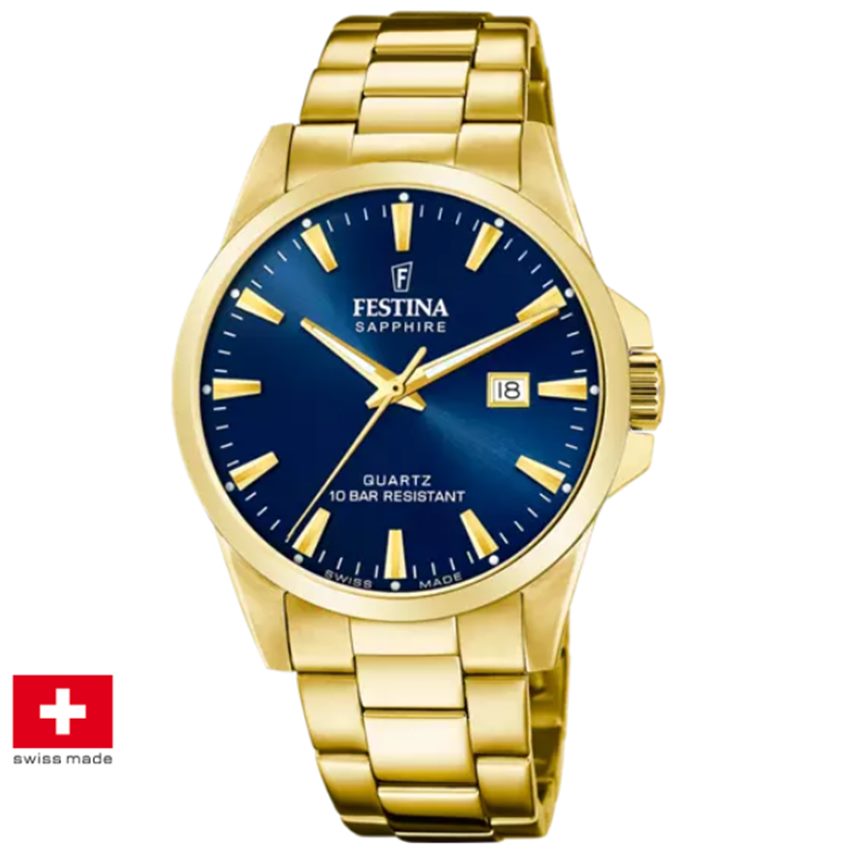 Black Friday Festina F20044/3 Swiss Made Acero Klassik Herrenuhr von Festina