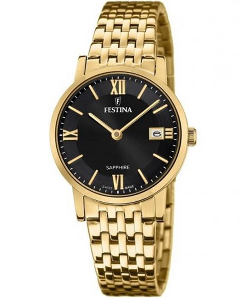 Black Friday Festina Swiss Made F20021/3 Sapphire Schwarzgold Damenuhr von Festina