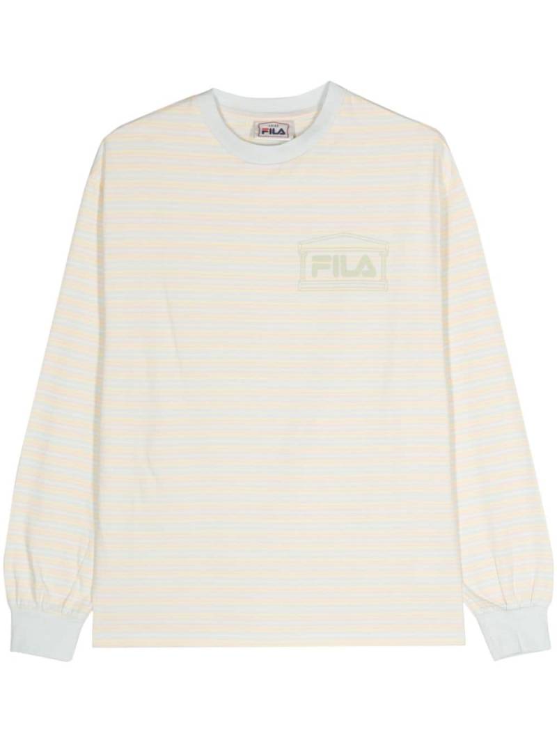 Fila logo-print striped T-shirt - Yellow von Fila