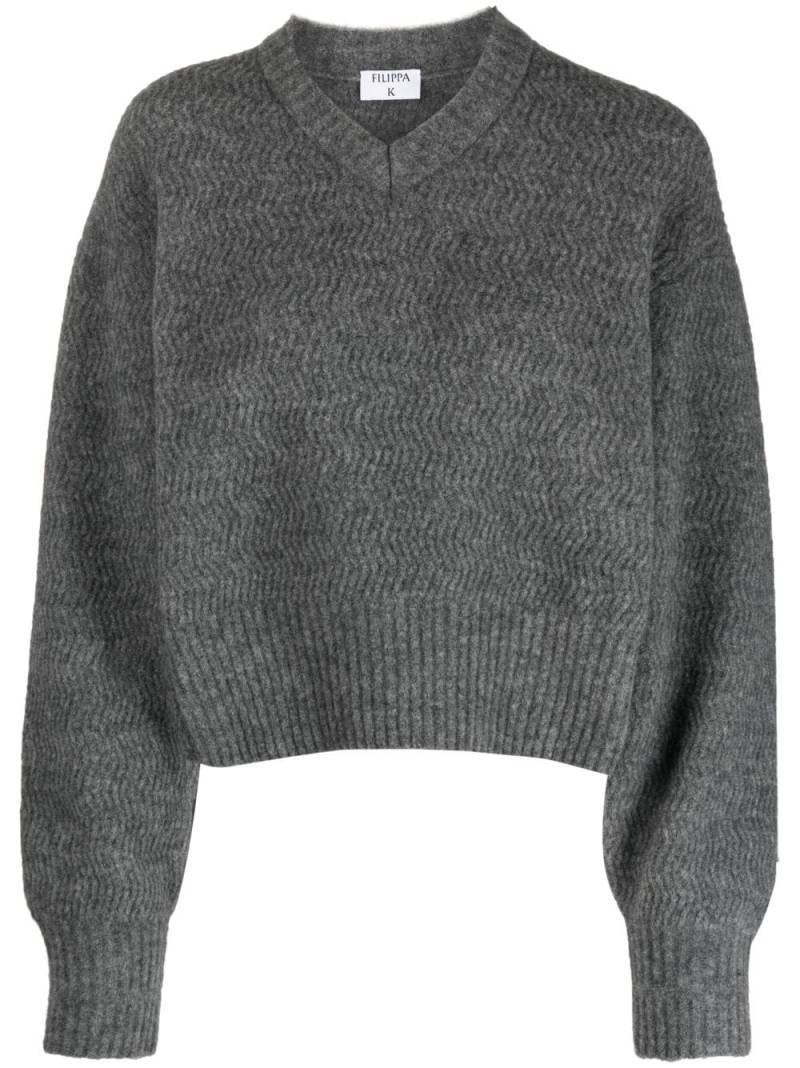 Filippa K chevron-knit V-neck wool jumper - Grey von Filippa K