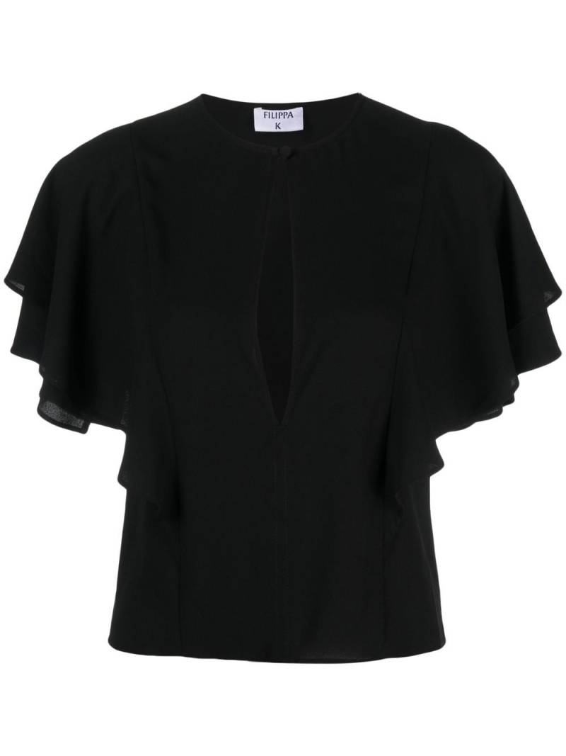 Filippa K keyhole-neck frilled-sleeved blouse - Black von Filippa K