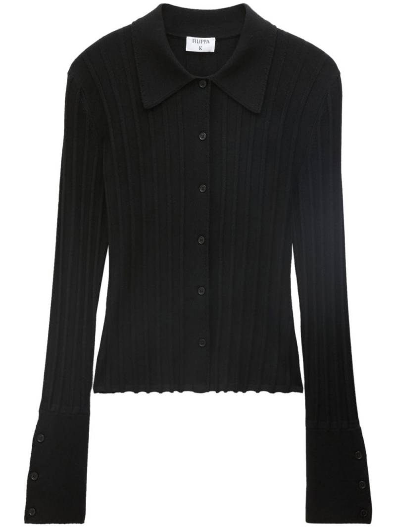 Filippa K knitted flared-cuff shirt - Black von Filippa K