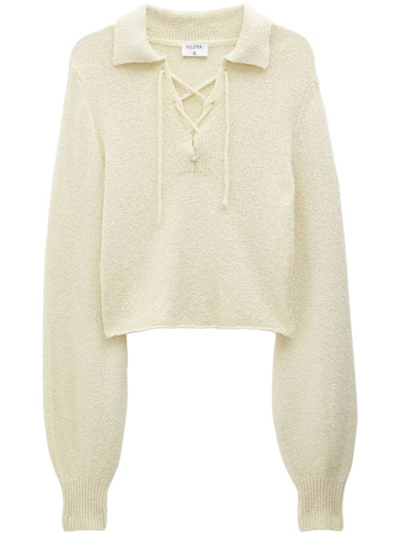 Filippa K lace-up spread-collar jumper - Neutrals von Filippa K