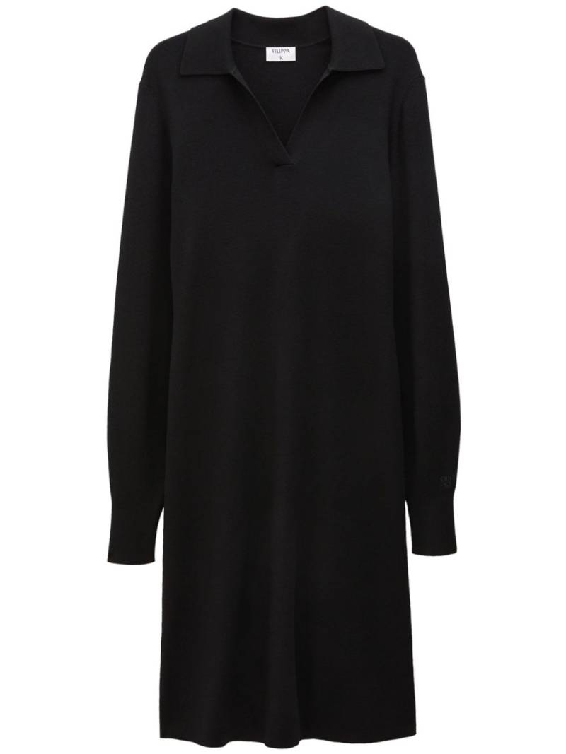 Filippa K logo-embroidered knitted polo dress - Black von Filippa K