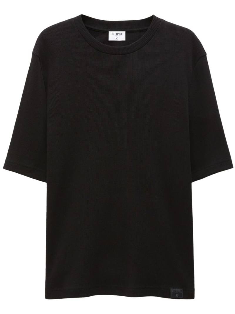 Filippa K logo-patch ribbed-knit T-shirt - Black von Filippa K