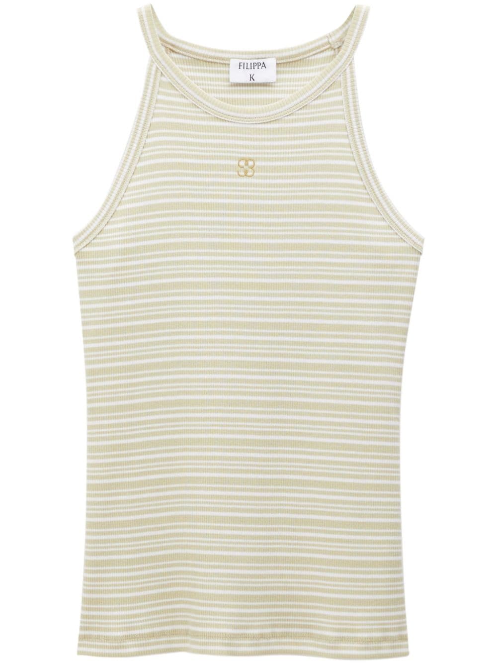 Filippa K monogram-embroidered striped organic cotton tank top - Neutrals von Filippa K