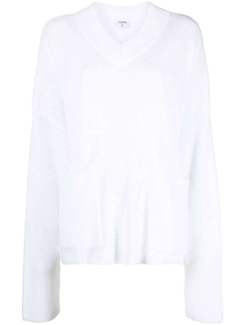 Filippa K v-neck ribbed jumper - White von Filippa K