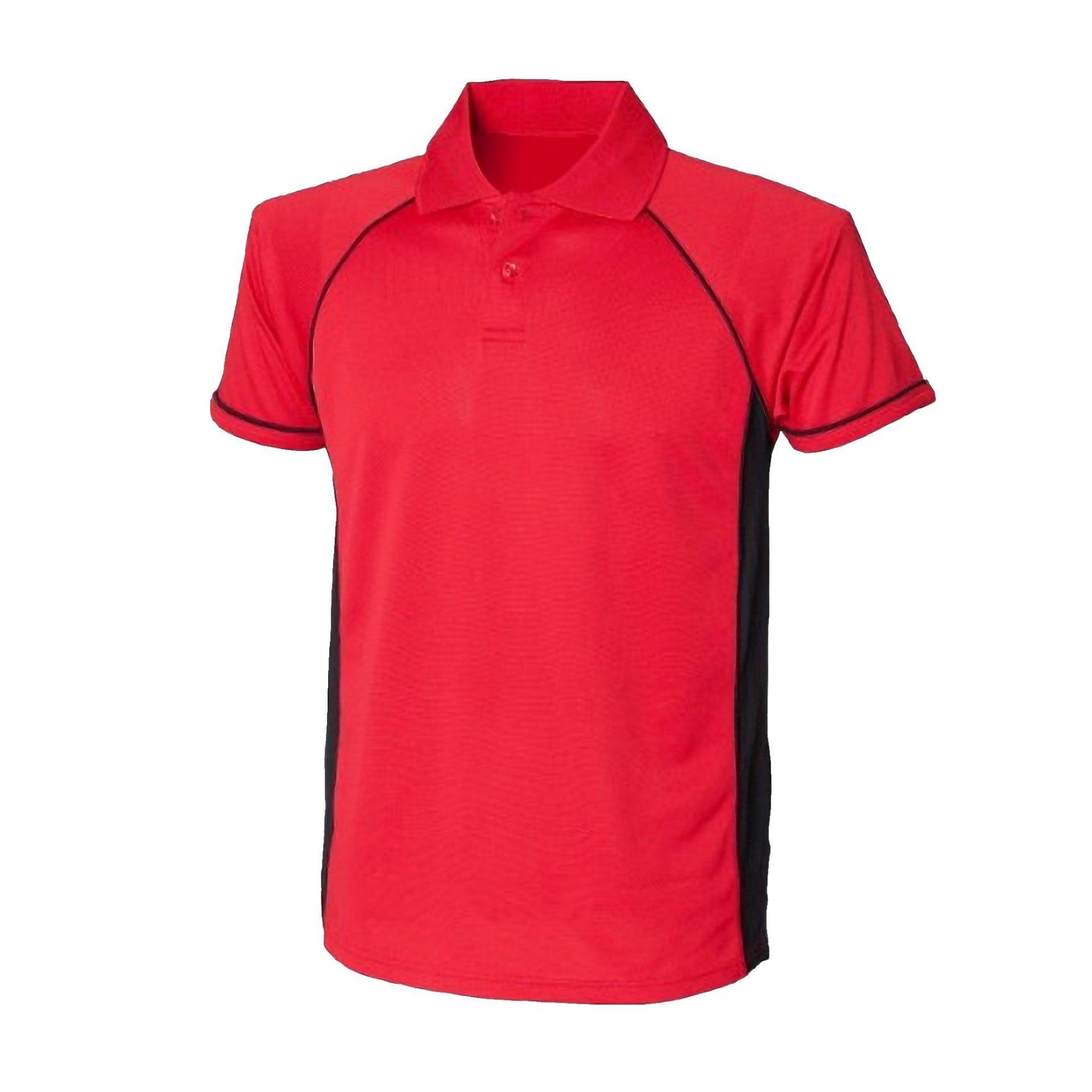 Sport Poloshirt Panel Performance Herren Rot Bunt M von Finden & Hales