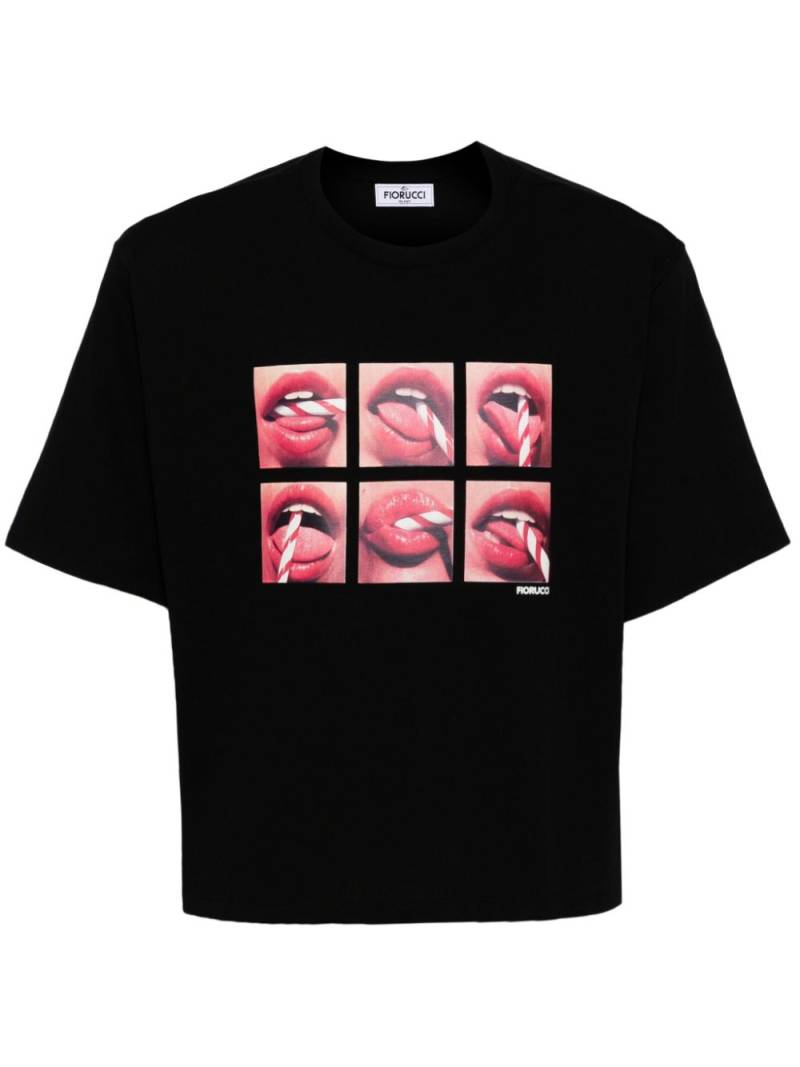 Fiorucci Mouth Graphic-print cotton T-shirt - Black von Fiorucci