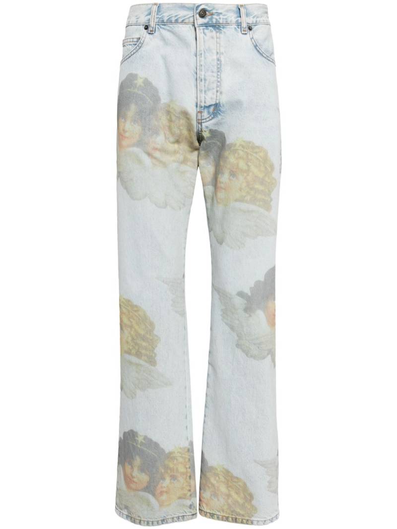 Fiorucci angel-motif organic cotton jeans - Blue von Fiorucci