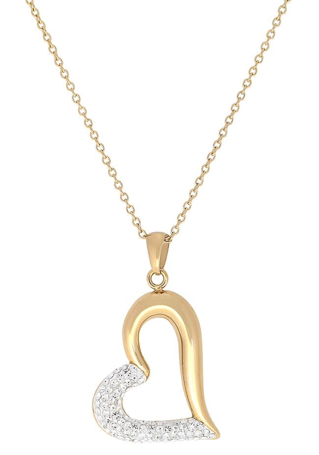 Firetti Herzkette »Schmuck Geschenk, funkelndes Herz in asymmetrischer Form, bicolor«, mit Kristallstein Firetti Herzkette »Schmuck Geschenk, funkelndes Herz in asymmetrischer Form, bicolor«, mit Kristallstein von Firetti