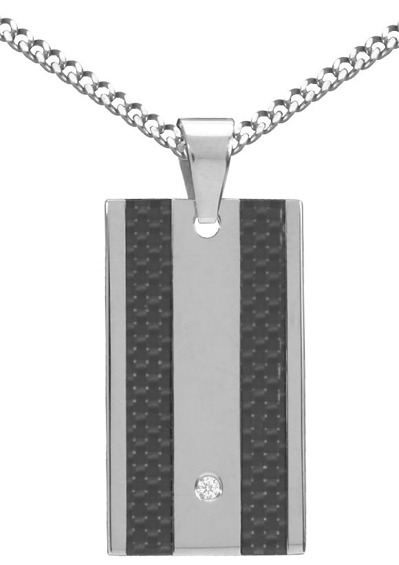 Firetti Kette mit Anhänger »Schmuck Geschenk Halskette Panzerkette Dog Tag, Anlass Geburtstag Xmas«, mit Carbon - mit Zirkonia (synth.) von Firetti