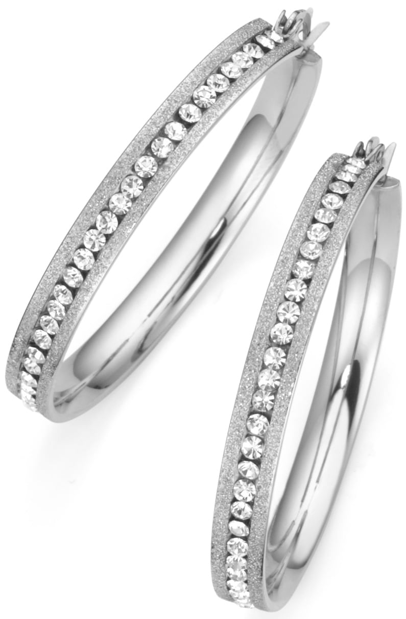 Firetti Paar Creolen »Schmuck Geschenk, mittig angeordnete Steine«, mit Kristallstein (synth.) Firetti Paar Creolen »Schmuck Geschenk, mittig angeordnete Steine«, mit Kristallstein (synth.) von Firetti