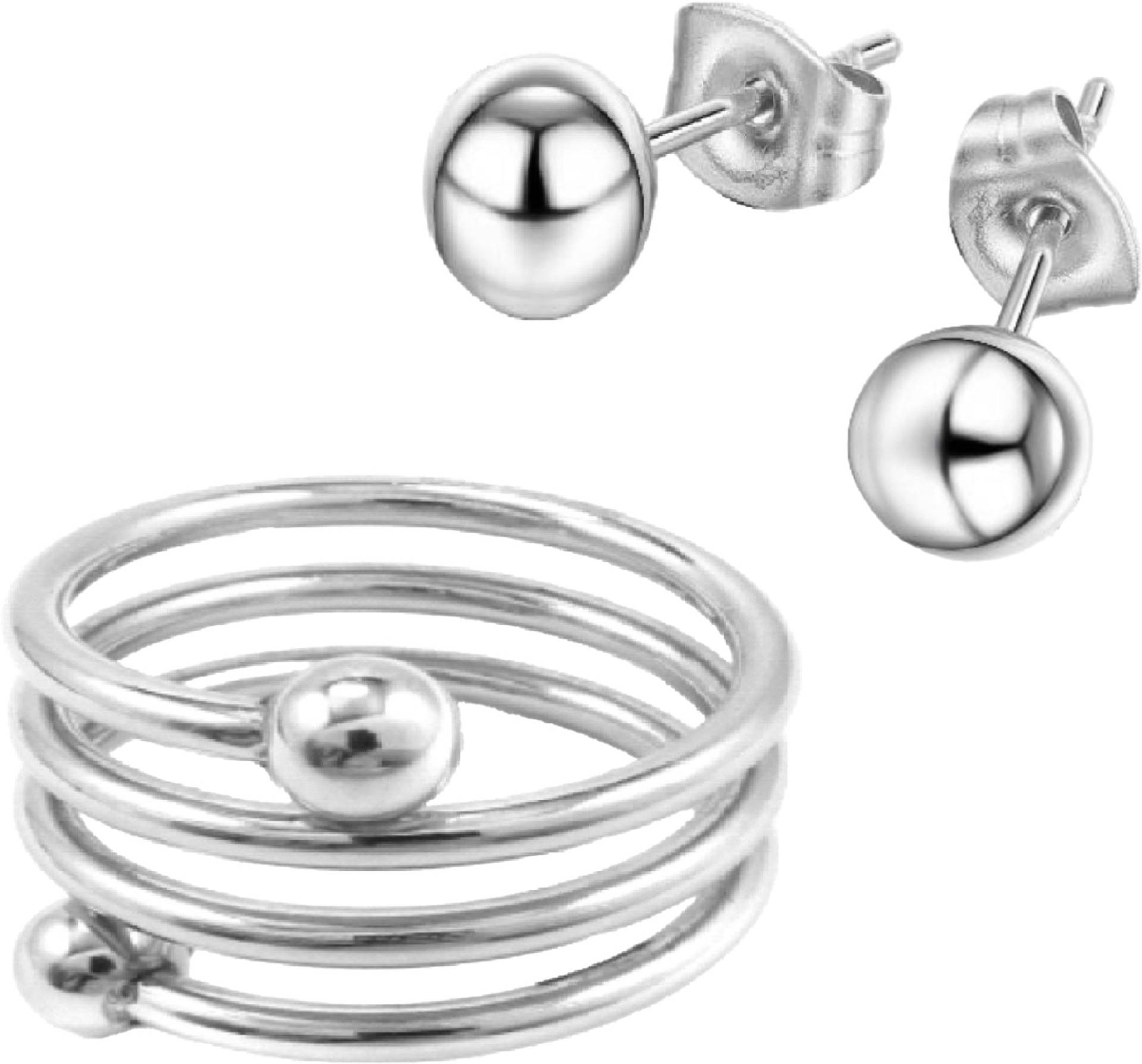 Firetti Schmuckset »Mulitpack Schmuck Geschenk Edelstahl Ring Paar Ohrstecker«, (Set, 3 tlg.) von Firetti