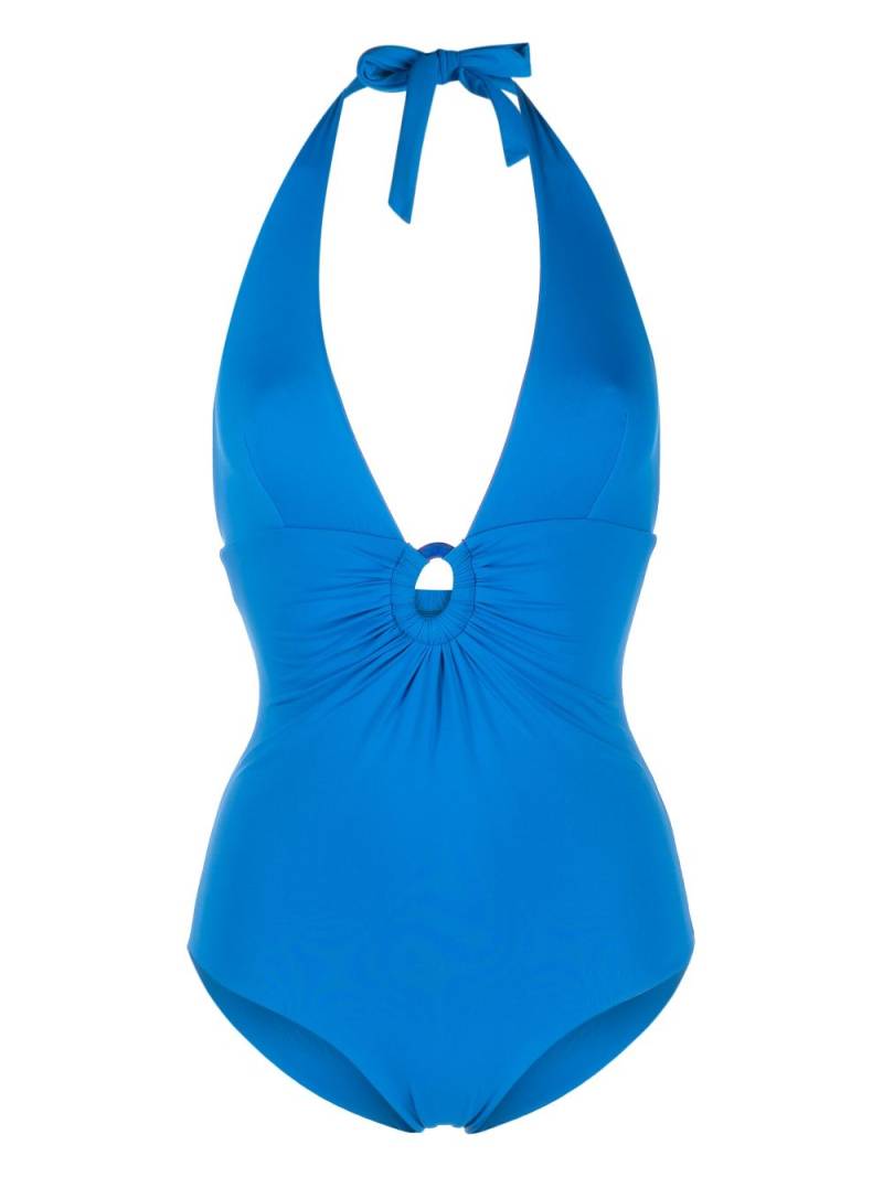 Fisico disc-detail halterneck swimsuit - Blue von Fisico