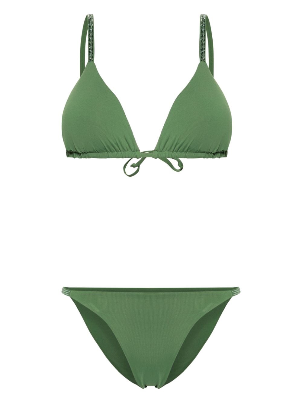 Fisico rhinestone-straps triangle bikini - Green von Fisico