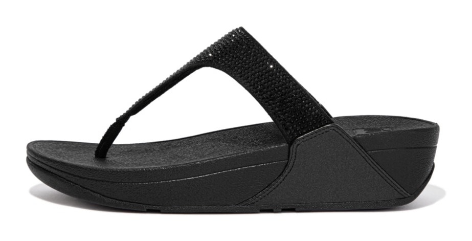 Fitflop Dianette »LULU CRYSTAL EMBELLISHED TOE-POST SANDALS - HOTFIX«, Keilabsatz, Sommerschuh, Zehentrenner mit weichem Zehensteg von FitFlop