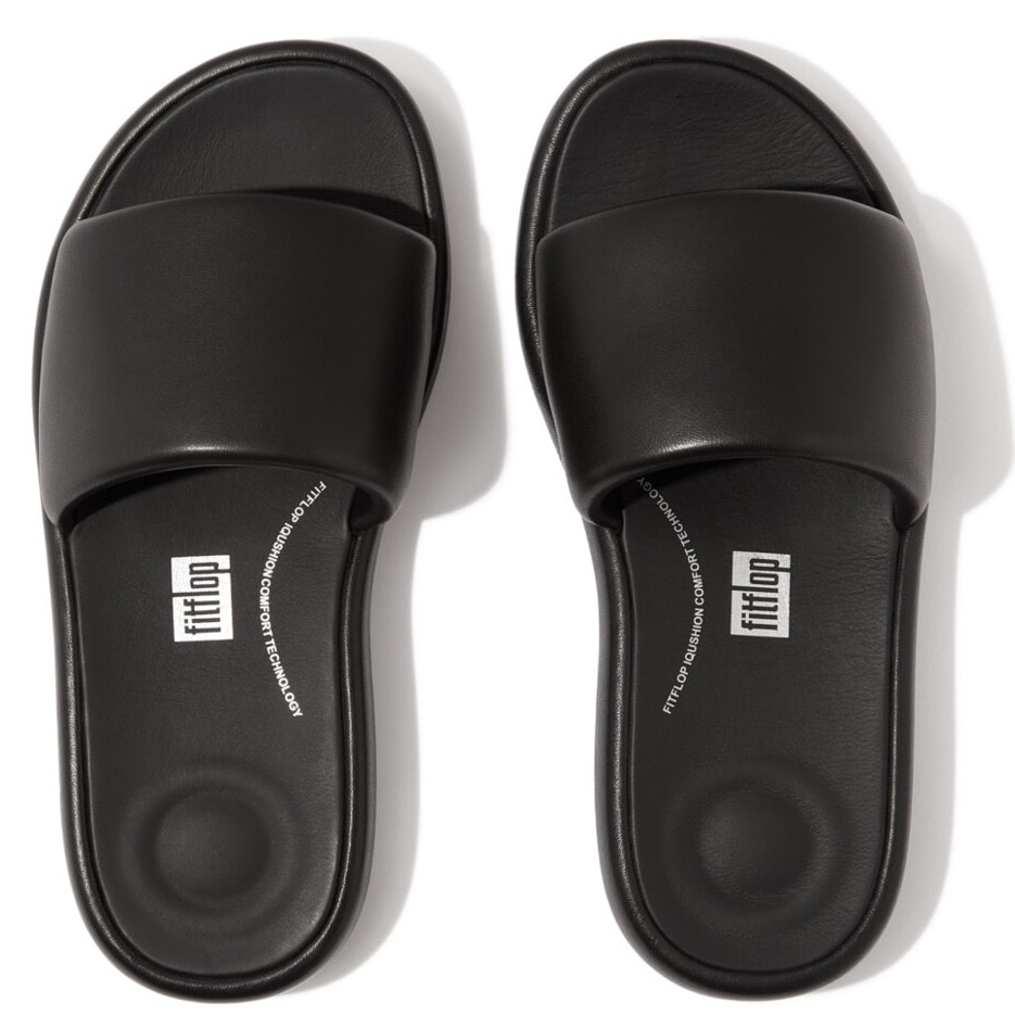 Fitflop Pantolette »IQUSHION D-LUXE PADDED LEATHER SLIDES«, Sommerschuh, Schlappen mit breiter Bandage von FitFlop