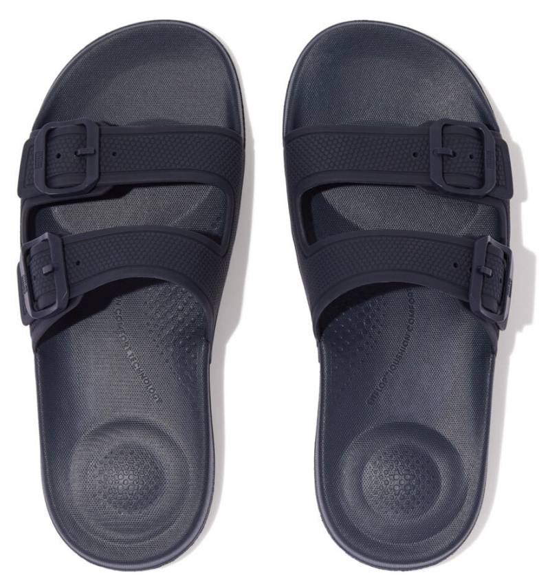 Fitflop Pantolette »IQUSHION TWO-BAR BUCKLE SLIDES«, Sommerschuh, Schlappen, Badeschuh mit zwei verstellbaren Schnallen von FitFlop